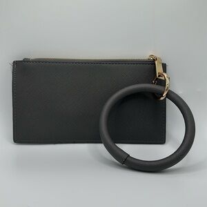 Vegan leather gray keychain and wristlet purse